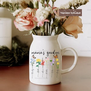 Personalized Grandma's Garden Flower Vase, Mother Flower Vase, Flower Vase, Birth Month Flowers, Custom Flower Vase, Gift For Mom image 2