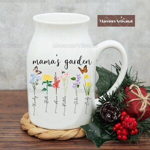 Personalized Grandma's Garden Flower Vase, Mother Flower Vase, Flower Vase, Birth Month Flowers, Custom Flower Vase, Gift For Mom image 3