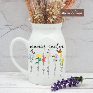Personalized Grandma's Garden Flower Vase, Mother Flower Vase, Flower Vase, Birth Month Flowers, Custom Flower Vase, Gift For Mom image 4