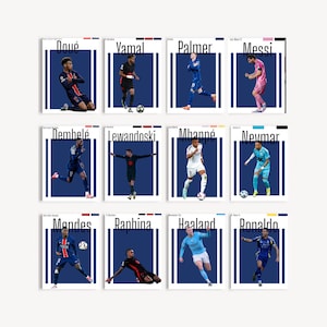 Mbappe Ronaldo Messi Neymar Poster Bundle Lamine Yamal Desire Doue Haaland Poster Bundle Fußball Poster Bundle 12er Set
