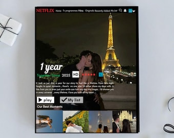Custom Netflix Couple Poster, Anniversary Gift (Digital Template)