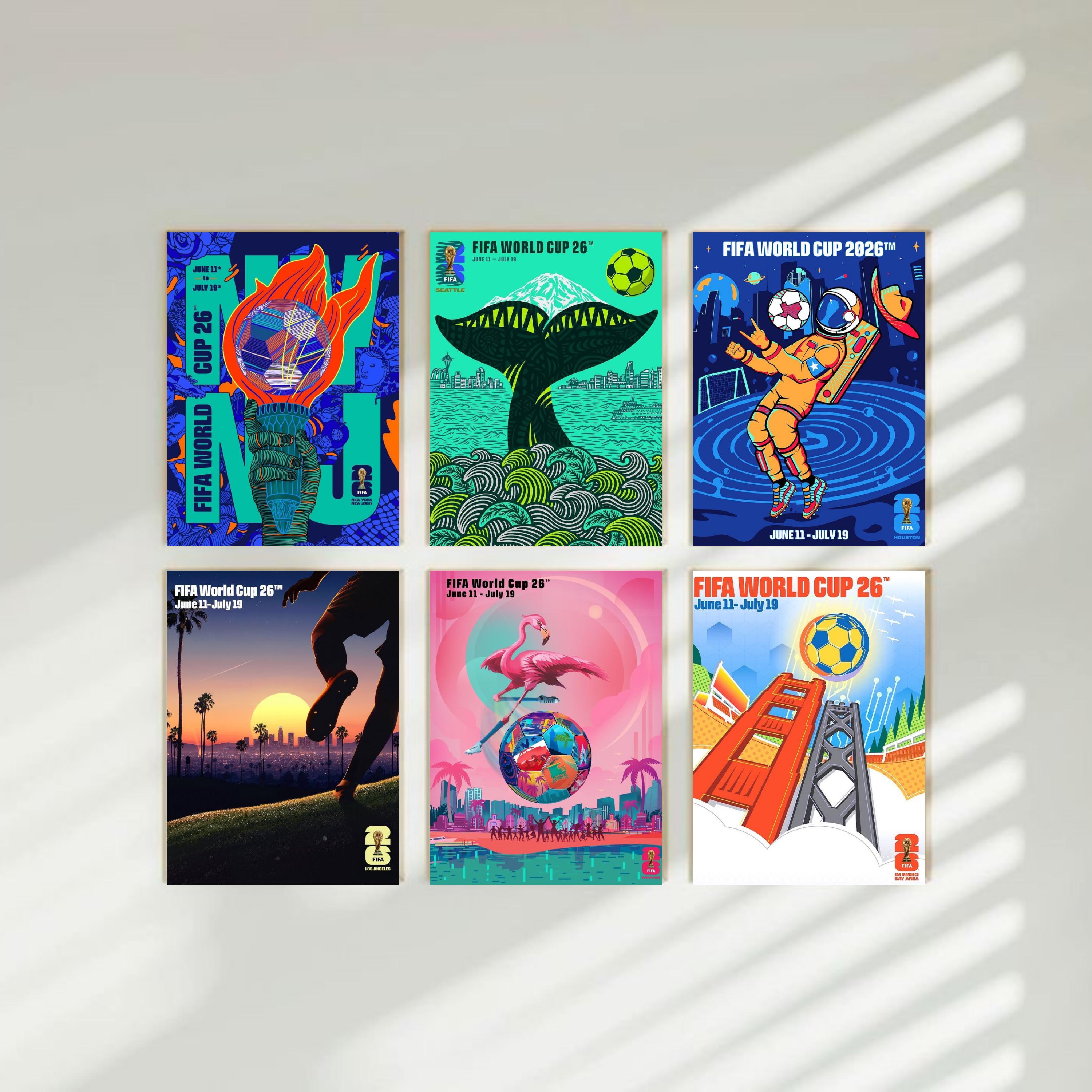 2026年ワールドカップ出場国別ウォールアートポスター6枚セット
