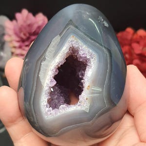 ウルグアイ アメジスト エッグ、瑪瑙表面（フルポリッシュ仕上げ