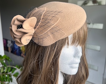 Beige Hat Fascinator