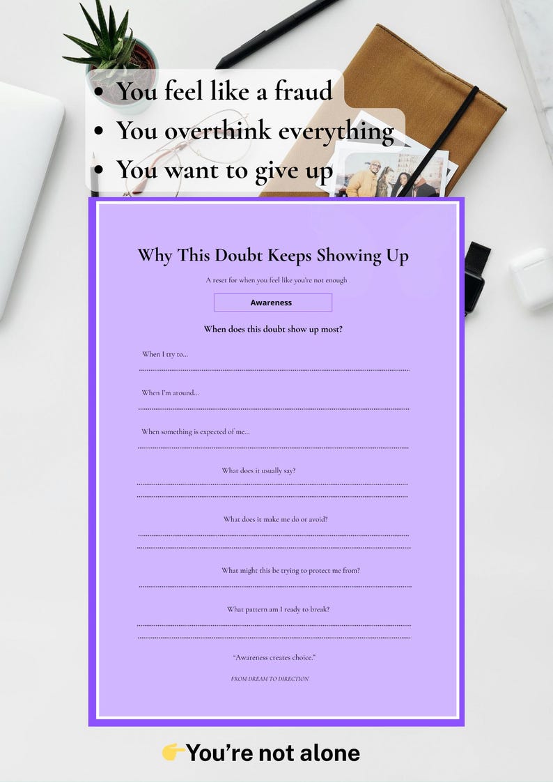 Self Doubt Worksheet.pdf Imposter Syndrome Worksheet | Overthinking Self-doubt Reset (printable ...