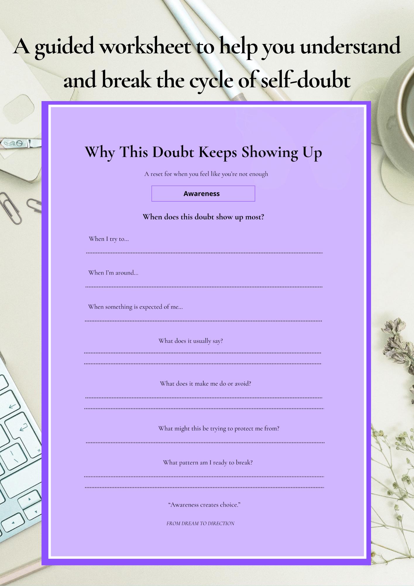 Self Doubt Worksheet.pdf Imposter Syndrome Worksheet | Overthinking Self-doubt Reset (printable ...