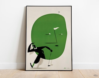 Vintage Golf Poster, Golf Wall Art, Mini Golfers Print, Oil Paint Poster, Vintage Golf Art, Golfing Home Decor