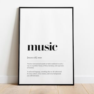Impression de définition de musique, affiche de musique, cadeau de musique rétro, art mural, art d’illustration, cadeau pour mélomane, cadeau pour musicien, art vintage