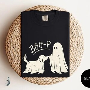 Cute Ghost Dog Halloween Shirt, Comfort Colors 1717 Boo-p Spooky Tee, Funny Puppy Ghost Graphic Top, Pet Lover Fall Gift
