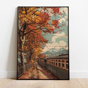 Acogedor cartel de otoño, linda decoración de otoño, Cottagecore de tono cálido imprimible, arte imprimible del paisaje urbano de la temporada acogedora, descarga digital