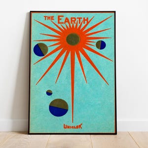 La pared de arte del sistema solar de la Tierra - Impresión del sistema solar, impresión de la guardería espacial, decoración de la pared de los niños, guardería Montessori, decoración de la escuela en el hogar