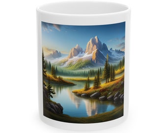 Mountain Landscape With Pine Trees Mug