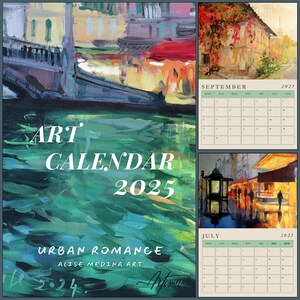 Urban Romance Wall Calendar and Planer 2025 with 12 original art posters. Large size (11 x17 inch) perfect for home and office.