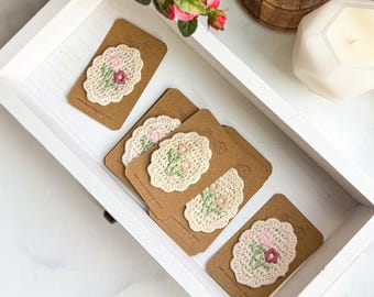 Sweet and Pretty, Small, Cream-colored Flower Stitch-on Sewing Appliqué | Choose style