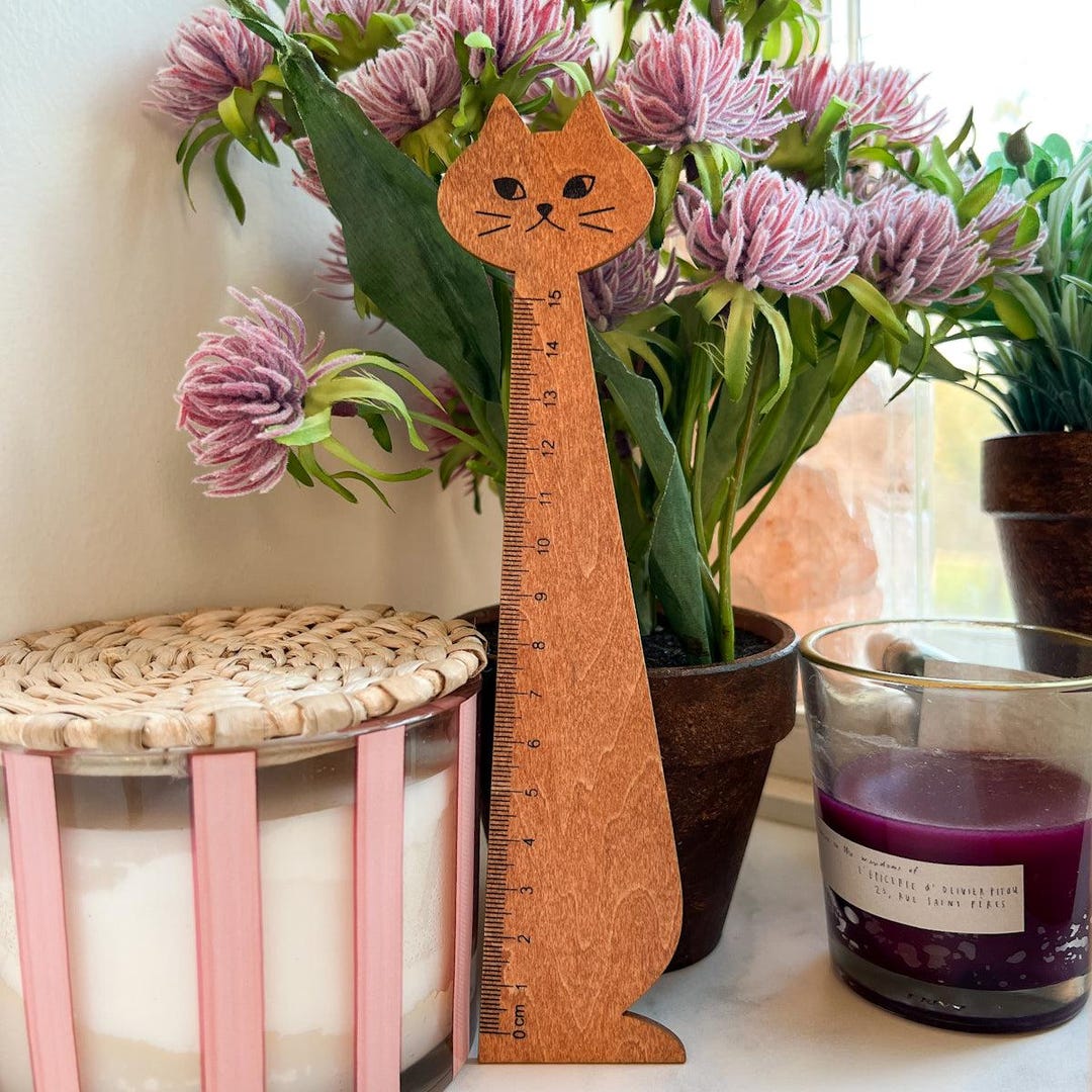 Fat Cat Ruler Patterns Wood Vintage-look Cat Ruler Centimeter - Etsy