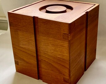 MCM Teak Square Ice Bucket