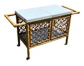 MCM Rattan Rolling Bar Serving Cart by Mcguire