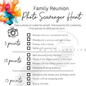 Family Reunion Photo Scavenger Hunt