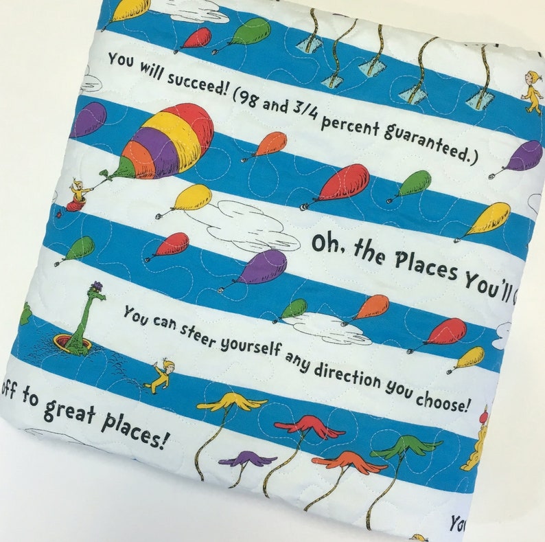 Oh The Places You Ll Go Baby Quilt Gender Neutral Nursery Etsy