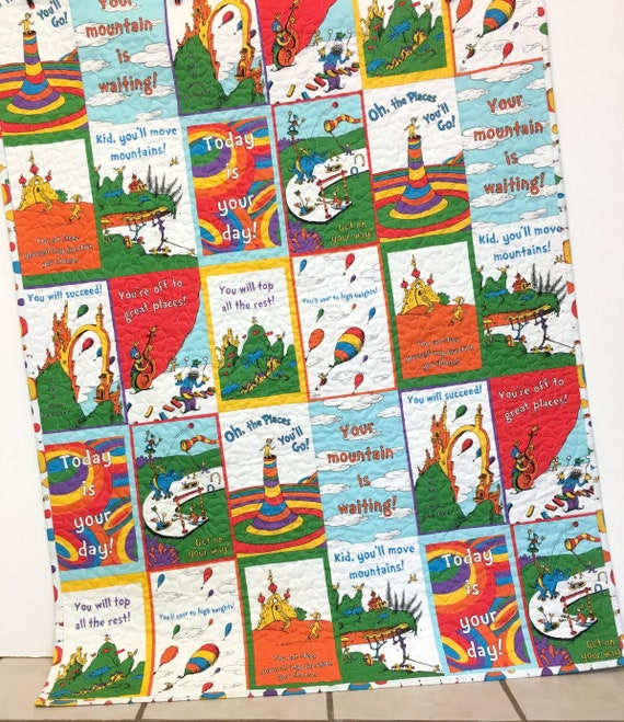 Oh The Places Youll Go Quilt Dr Seuss Baby Toddler Or Teen Quilt Dr Seuss Baby Toddler Or Teen