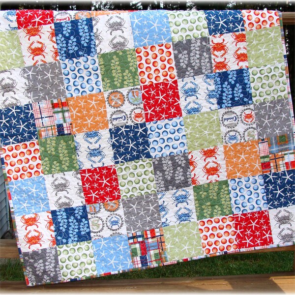 Going Coastal Baby Boy Quilt Custom Made to Order LAST ONE