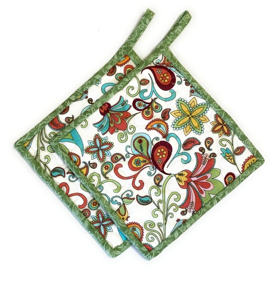 Pot Holders Quilted Hot Pads Kitchen Gift Idea set of 2 Etsy