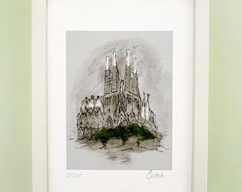 Sagrada Familia Print: Barcelona Architectural Sketch, Signed Limited Edition