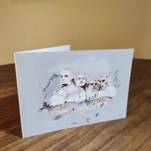 Stampa artistica USA - Disegno del Monte Rushmore - Arte di viaggio - Schizzo architettonico - Biglietto fatto a mano - Arte della città americana - Biglietti di auguri - USA - NoTrump