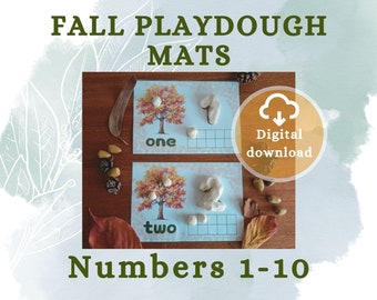 Fall Themed Counting and Numbers Play Dough Mats | Fine Motor Skills | Toddler Printable Activities | Preschool Play Dough activity