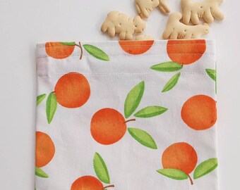 Fresh Tangerines Reusable Snack and Sandwich bags, Eco-friendly food storage, zero waste lunch, sustainable living, Summer picnic