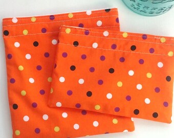Fun Reusable Polka dot Snack and Sandwich bags, eco friendly, sustainable, Zero waste school lunch, Kid safe, BPA free