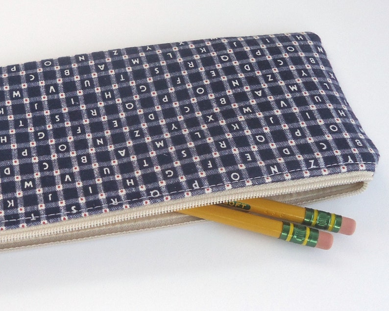 ABCs Pencil Case in a retro 90s print cotton Vegan School Etsy