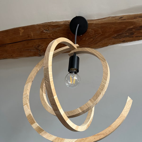 Luminaire suspension design chêne bois massif