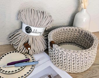 DIY Set Häkelkorb mit Holzboden und Anleitung | verschiedene Größen