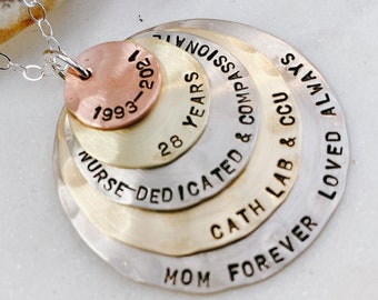 Retirement Nurse Necklace - Personalized Gift - Hand Stamped Necklace - Personalized Necklace Medical Field