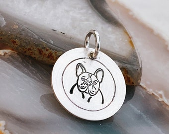 French BullDog Charm - Plata esterlina Frenchie Dog Charm - Añadir a su cadena favorita