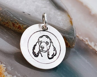 Poodle Dog Charm - Sterling Silver Dog Charm - Add to Your Favorite Chain