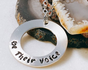 Be Their Voice Necklace - Washer Necklace - Sterling Silver - Animal Rescue and Shelter Necklace