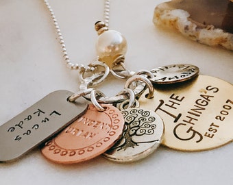 Hand Crafted Personalized Jumble Family Charm Necklace