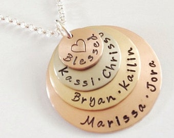 Gesegnete Familie Halskette - Familie des Glaubens Schmuck - personalisierte Geschenk für Mama - geschichteten Anhänger - gesegnetherz Halskette -