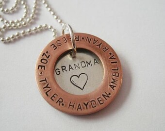 MOTHER or GRANDMOTHER Stamped Necklace