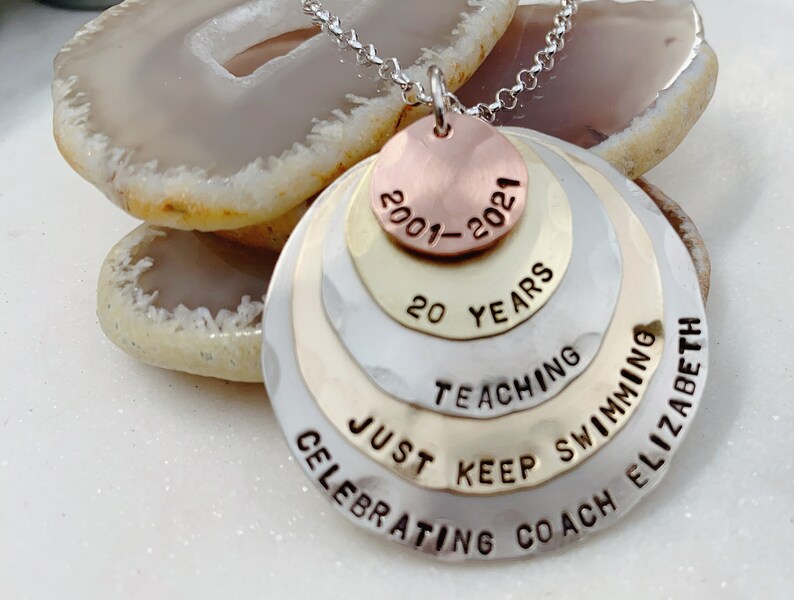 Retirement Necklace Personalized Gift Hand Stamped Necklace Personalized Necklace Coach, Teacher, Mentor image 2