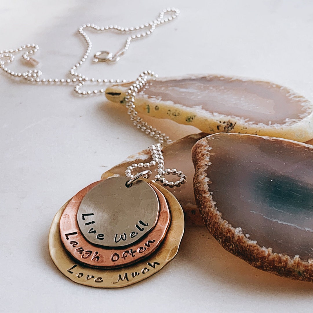 Personalized Gift - Layered Disk Necklace With Names or Words , Live ...