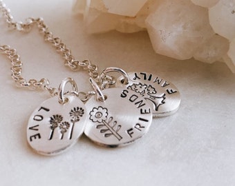 Personalized Flower Jumble Charm Necklace for Her