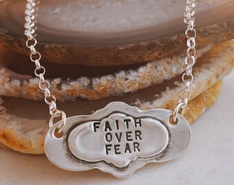 Faith Over Fear Necklace - #Covid19 - Unafraid on the Front Lines Jewelry - Difference Makers - Sterling Silver