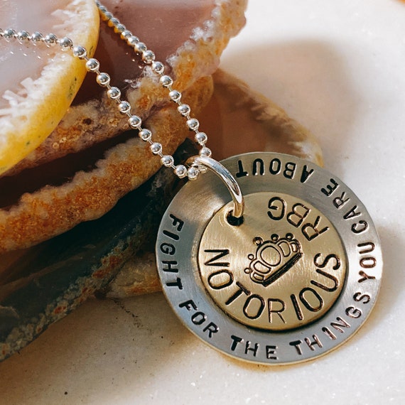 Women's Rights Necklace - Equality - Hand Stamped RBG Necklace - Fight For the Things You Care About - Layered - Mixed Metals