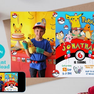 Editable Photo Birthday Invitation Template, Printable Birthday Party Invitations, Digital Kids Party Invite Template Bday Card