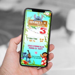 Editable Mobile Stitch Birthday Invitation Template, Birthday Party Invitations, Digital Kids Party Invite, Instant Download Evite Bday Card