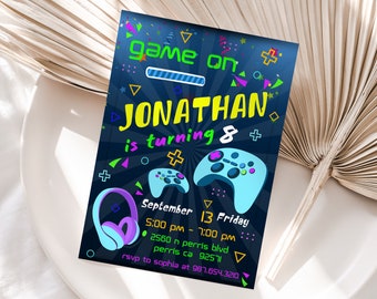 Game Controller Geburtstagseinladung, druckbare Gamer-Geburtstagsfeier-Einladungen, Digital Kids Controller Party Invite Video Game Bday Card