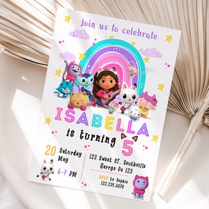 Editable Gabbys Dollhouse Birthday Invitation Template, Printable Birthday Party Invitations, Digital Bday Party Invite, Invite Bday Card image 2